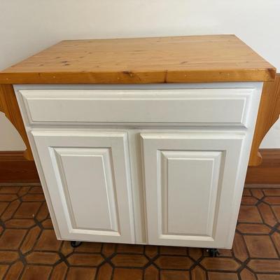 White Kitchen Island Cabinet on Wheels