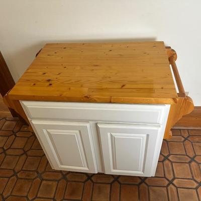 White Kitchen Island Cabinet on Wheels