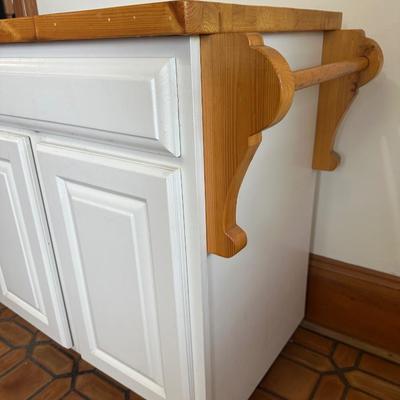 White Kitchen Island Cabinet on Wheels