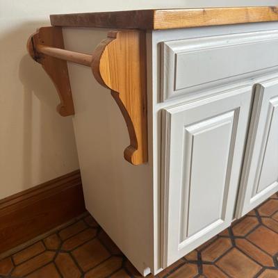 White Kitchen Island Cabinet on Wheels