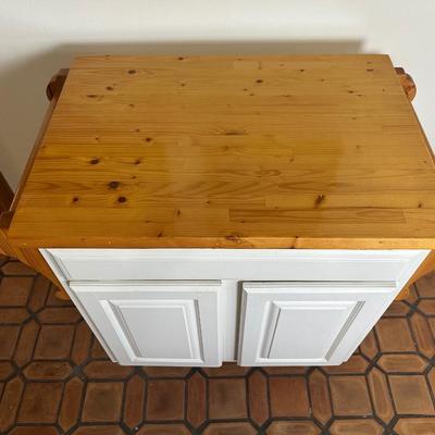 White Kitchen Island Cabinet on Wheels