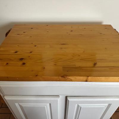 White Kitchen Island Cabinet on Wheels