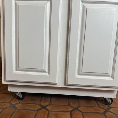 White Kitchen Island Cabinet on Wheels