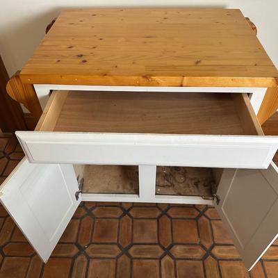 White Kitchen Island Cabinet on Wheels
