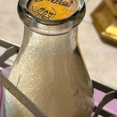 Vintage/Antique 8 Compartment Milk Carrier w/8 Collector Bottles included as Pictured.