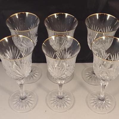 Miller Rogaska Wine Glasses with Gold Rim- Six Pieces