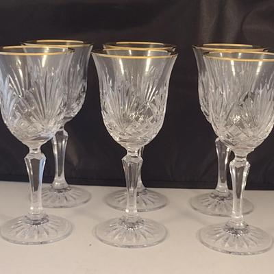 Miller Rogaska Wine Glasses with Gold Rim- Six Pieces