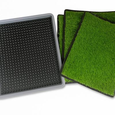 Indoor Dog Potty Grass Pad with Tray — 3 Turf Mats + Tray