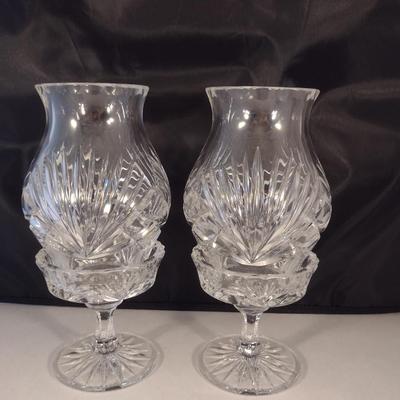 Pair of Gorham Crystal Fairy Lamps- Possible 'Cherrywood' Pattern