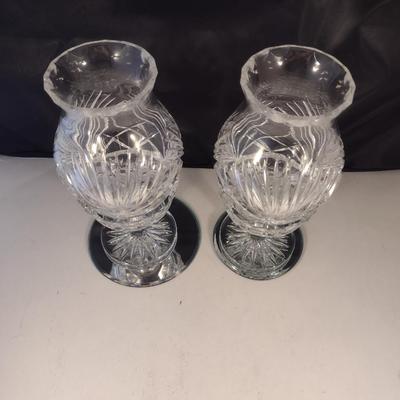 Pair of Gorham Crystal Fairy Lamps- Possible 'Cherrywood' Pattern