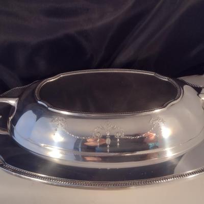 Silver Plated Serve Ware- Platter and Covered Bowl