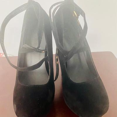 Black Platform Pumps with Ankle Straps — Size 6 / EU 34 — Like New
