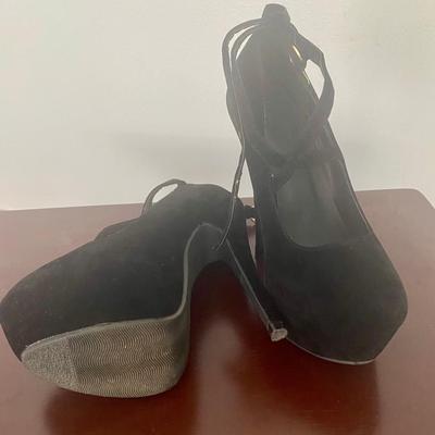 Black Platform Pumps with Ankle Straps — Size 6 / EU 34 — Like New