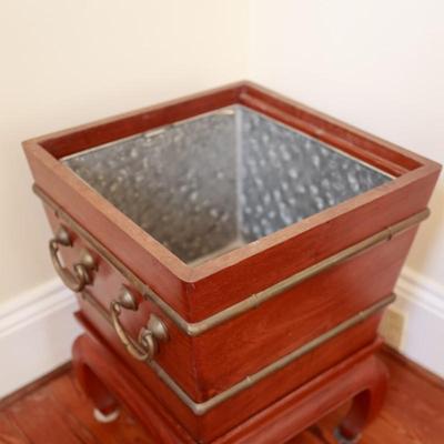 Chinese Wooden Ice Chest with Metal Liner and Stand