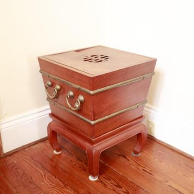 Chinese Wooden Ice Chest with Metal Liner and Stand