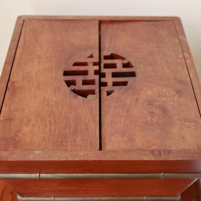 Chinese Wooden Ice Chest with Metal Liner and Stand