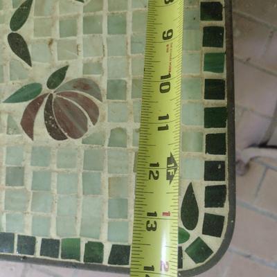 Vintage Wrought Metal Mosaic Tile Five Piece Table and Chair Set