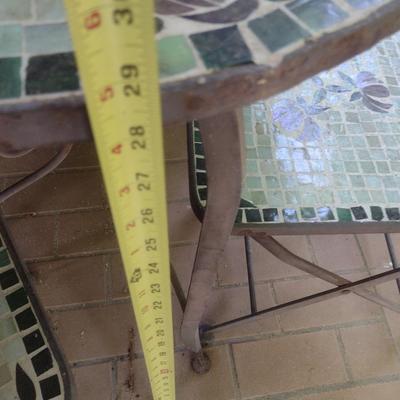 Vintage Wrought Metal Mosaic Tile Five Piece Table and Chair Set