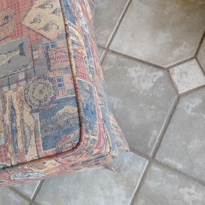 Lane Brand Oversized Sleeper Chair with Fishing Themed Upholstery Includes Storage Design Ottoman Choice A