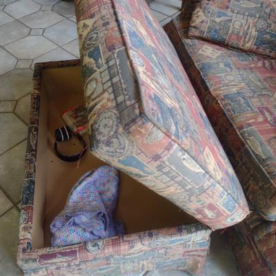 Lane Brand Oversized Sleeper Chair with Fishing Themed Upholstery Includes Storage Design Ottoman Choice B