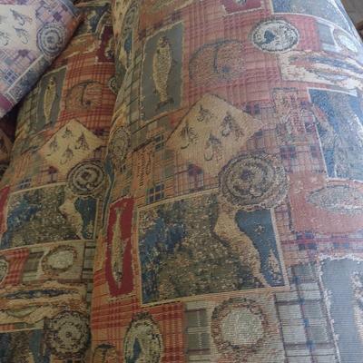 Lane Brand Oversized Sleeper Chair with Fishing Themed Upholstery Includes Storage Design Ottoman Choice B