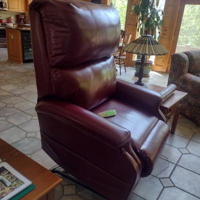 Pride Brand Faux Leather Lift/Recliner with Separate Controls for Footrest and Reclining Back