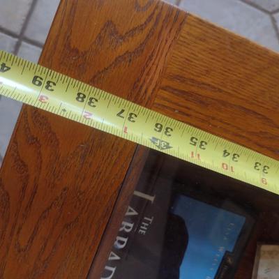 Solid Wood Pine Finish Display Curio Top Coffee Table (No Contents)
