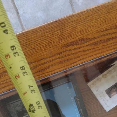 Solid Wood Pine Finish Display Curio Top Coffee Table (No Contents)