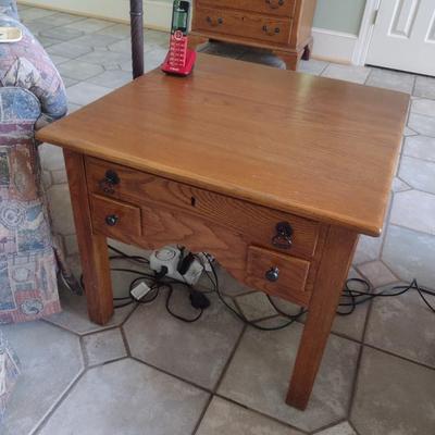 Solid Wood Pine Finish Three Drawer Side Table Choice A
