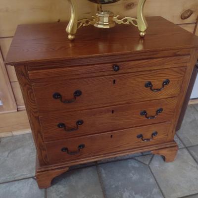 Solid Wood Pine Finish Three Drawer with Writing Shelf Cabinet Choice A