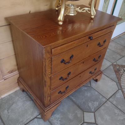 Solid Wood Pine Finish Three Drawer with Writing Shelf Cabinet Choice A