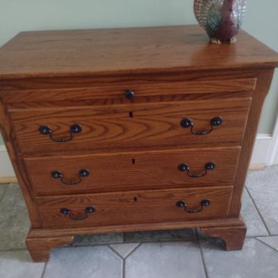 Solid Wood Pine Finish Three Drawer with Writing Shelf Cabinet Choice B