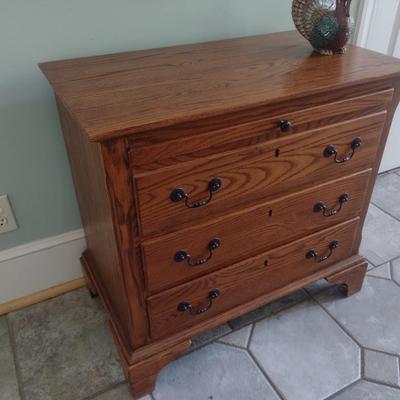 Solid Wood Pine Finish Three Drawer with Writing Shelf Cabinet Choice B