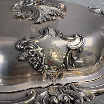 Antique Stunning Silver Plated Serving Dish with Lid. 