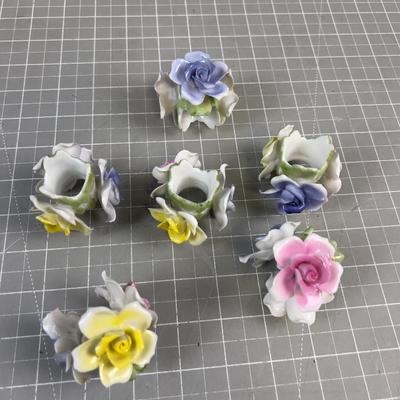 Set of 6 Napkin Porcelain, LOVELY Napkin Rings