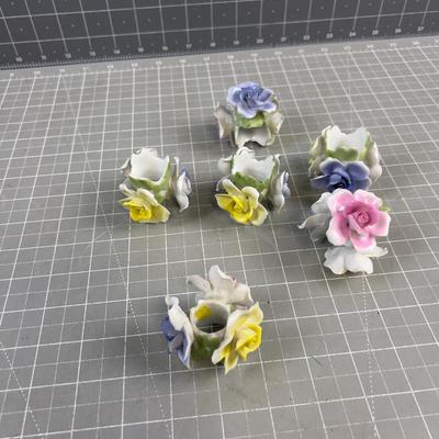 Set of 6 Napkin Porcelain, LOVELY Napkin Rings