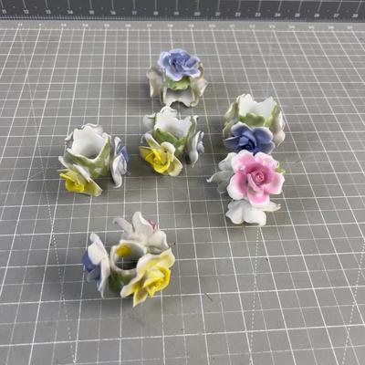 Set of 6 Napkin Porcelain, LOVELY Napkin Rings