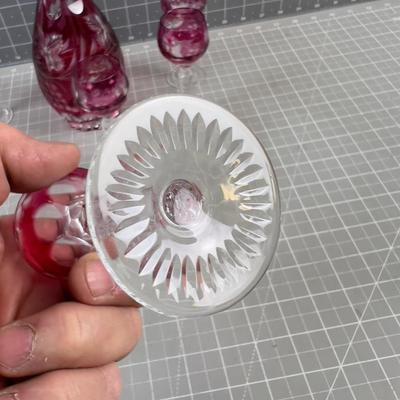 Cranberry Glass, Liquor Set - Wow! 