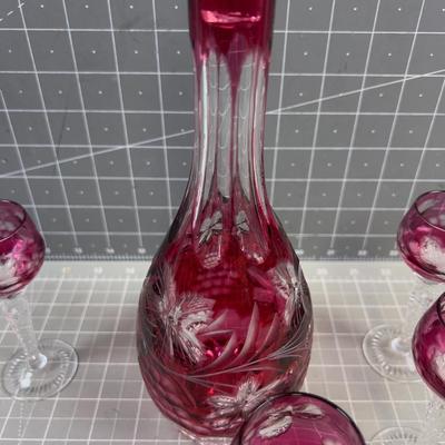 Cranberry Glass, Liquor Set - Wow! 