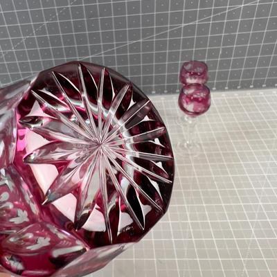 Cranberry Glass, Liquor Set - Wow! 