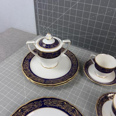 Colbalt Blue & Gold Fine China Dessert Set