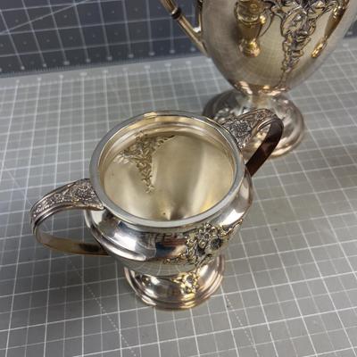 Impressive, Holmes & Edwards Spring Garden Silver Coffee Pot Cream & Sugar