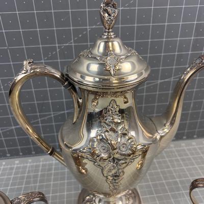 Impressive, Holmes & Edwards Spring Garden Silver Coffee Pot Cream & Sugar
