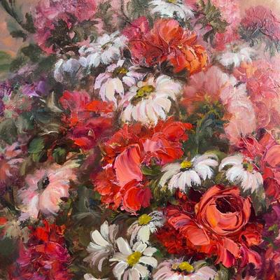Huge Still Life Pink, Orange FLORAL 