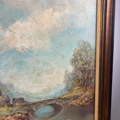 Stone Bridge Oil on Canvas by Brauer Frame