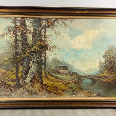 Stone Bridge Oil on Canvas by Brauer Frame