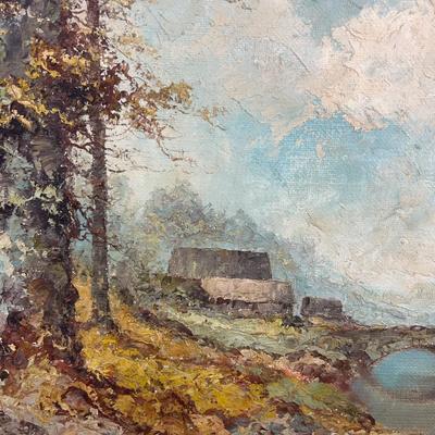 Stone Bridge Oil on Canvas by Brauer Frame