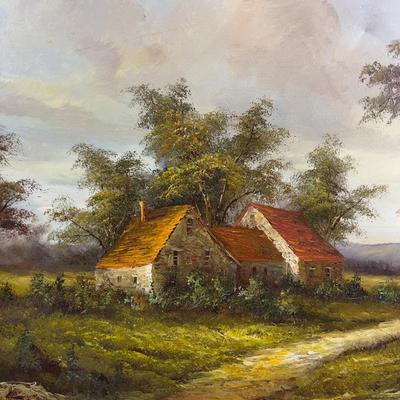 Oil by D. Armor Framed of Old Farm House