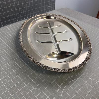 Traditional FOOTED Silver Plated Meat Tray 