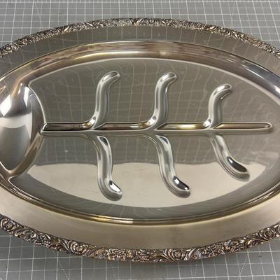 Traditional FOOTED Silver Plated Meat Tray 